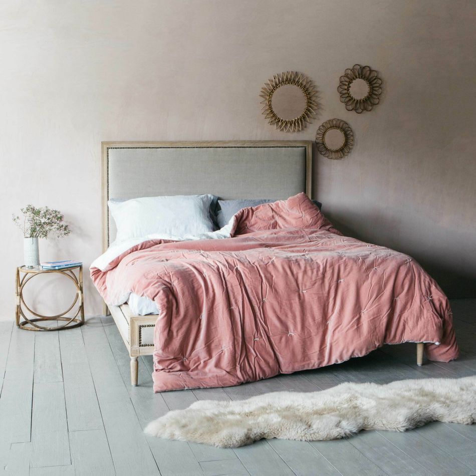 Luna Natural Linen Beds Graham Green, King Size Linen Bed