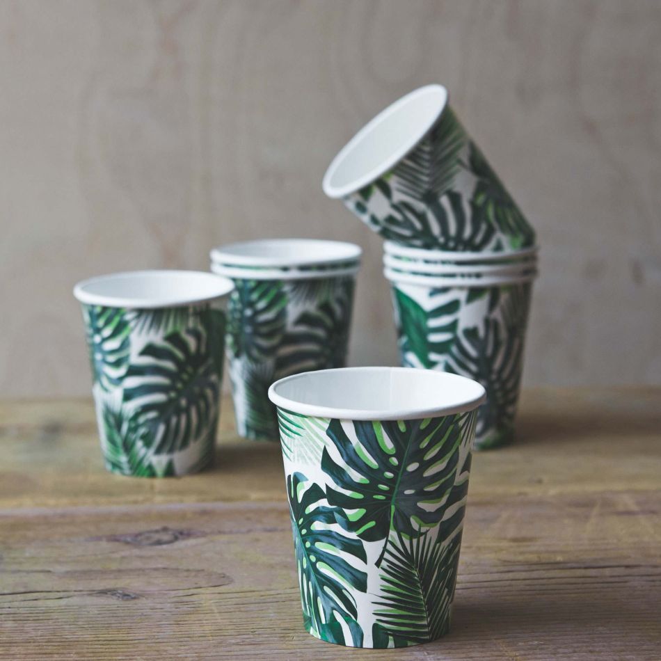 Pack of Eight Palm Leaf Paper Cups