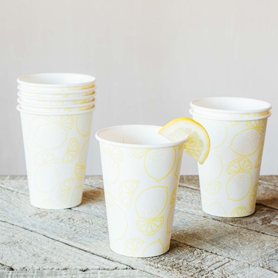 Set of Eight Lemon Paper Cups