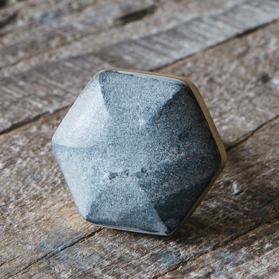 Grey Marble Domed Hexagon Knob