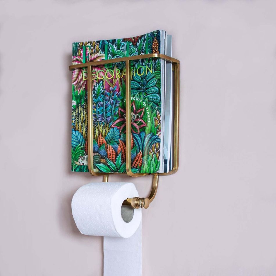 Baldwin Antique Gold Magazine and Toilet Roll Holder