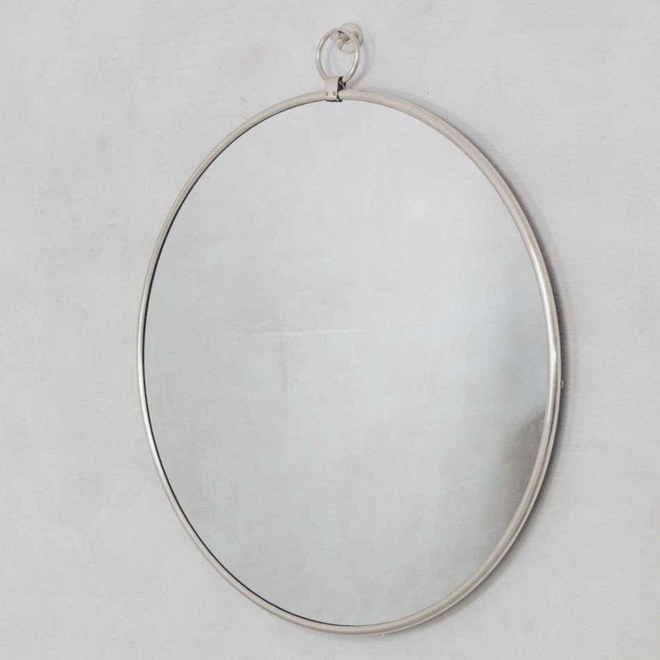 Large Antique Silver Pendant Mirror