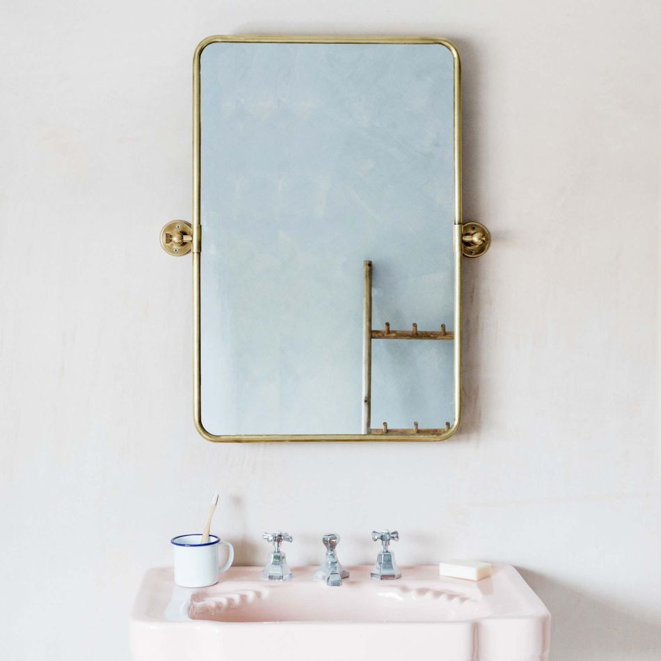 Otto Antique Gold Rectangular Tilting, Brushed Gold Rectangular Bathroom Mirror