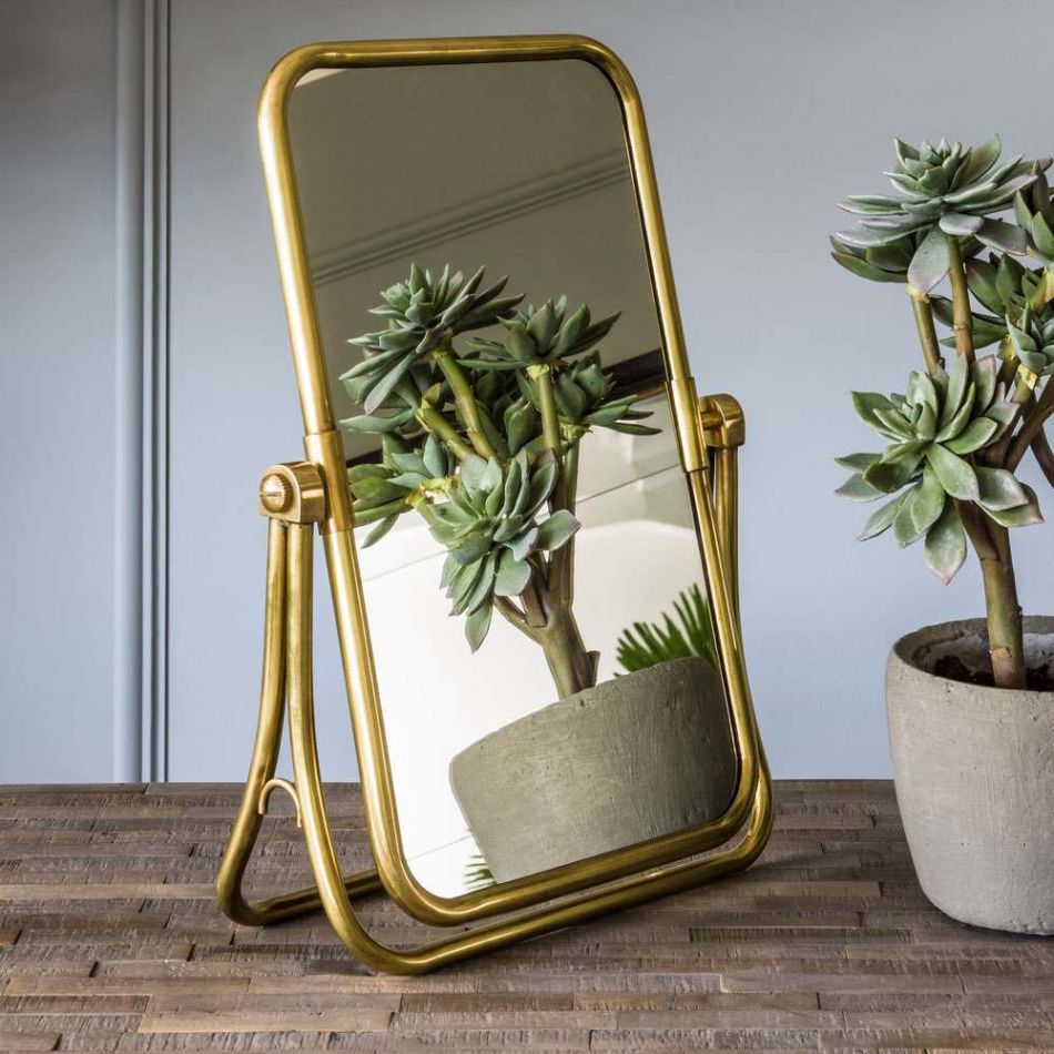 Otto Antique Gold Vanity Table Top Mirror
