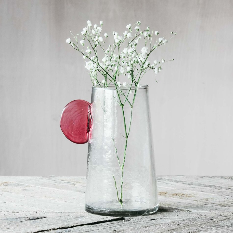 Pink and Clear Recycled Glass Vase