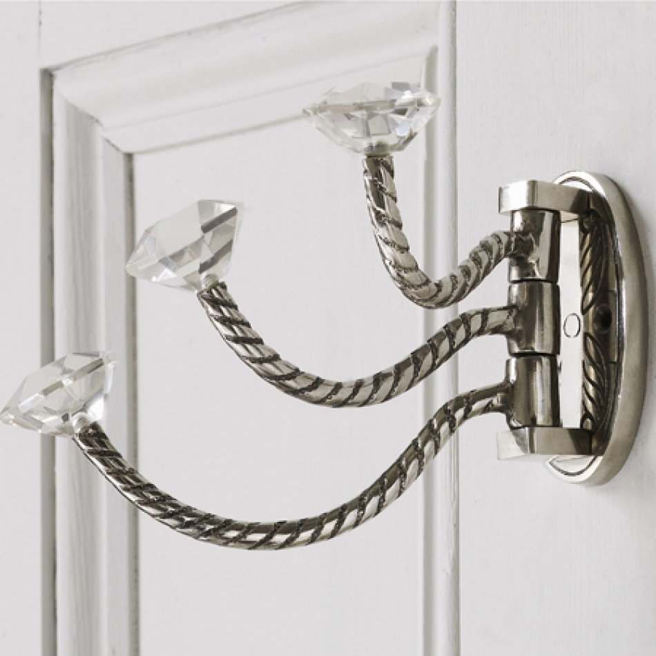 Adjustable Triple Hooks With Clear Glass Knobs