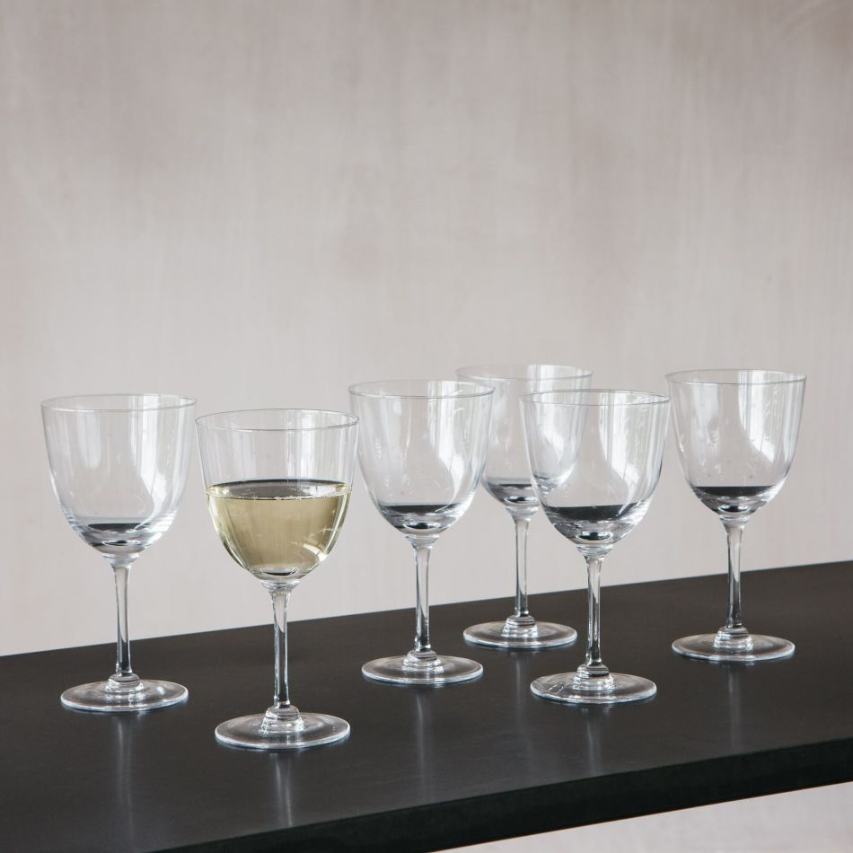 Set of Six Stars Crystal Wine Glasses