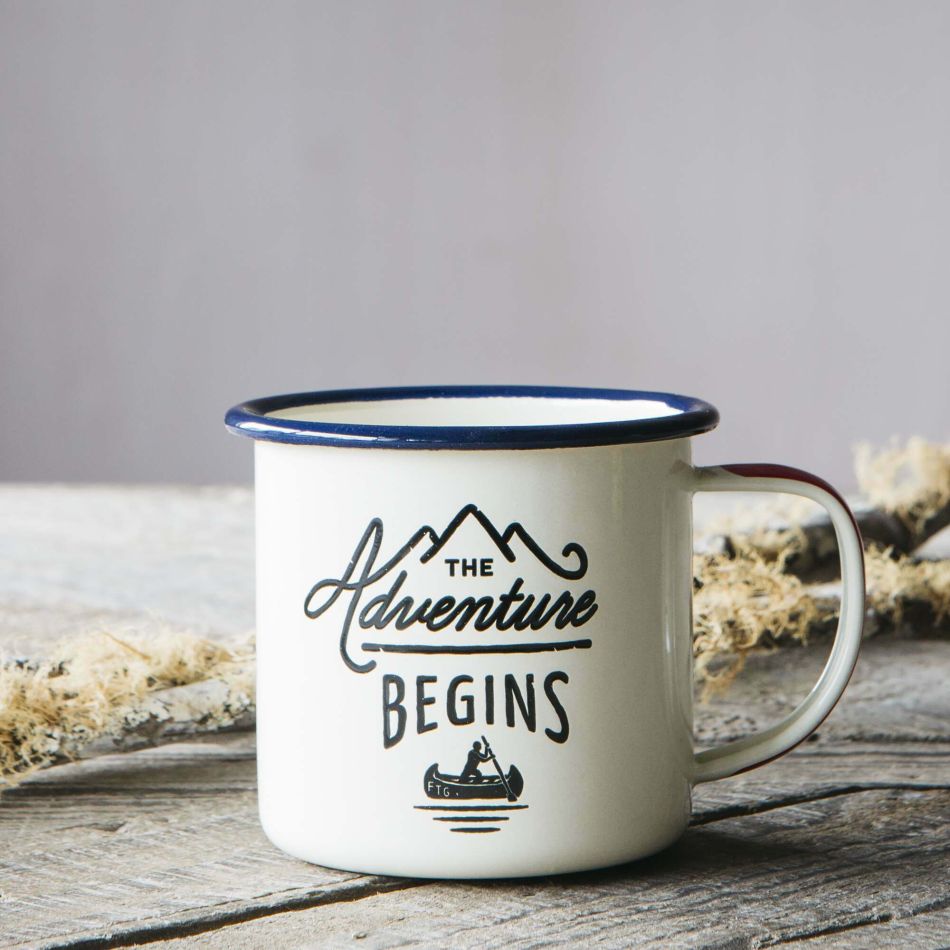 Adventures Cream Enamel Mug