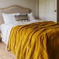 Mustard Velvet King Size Quilt with Printed Reverse