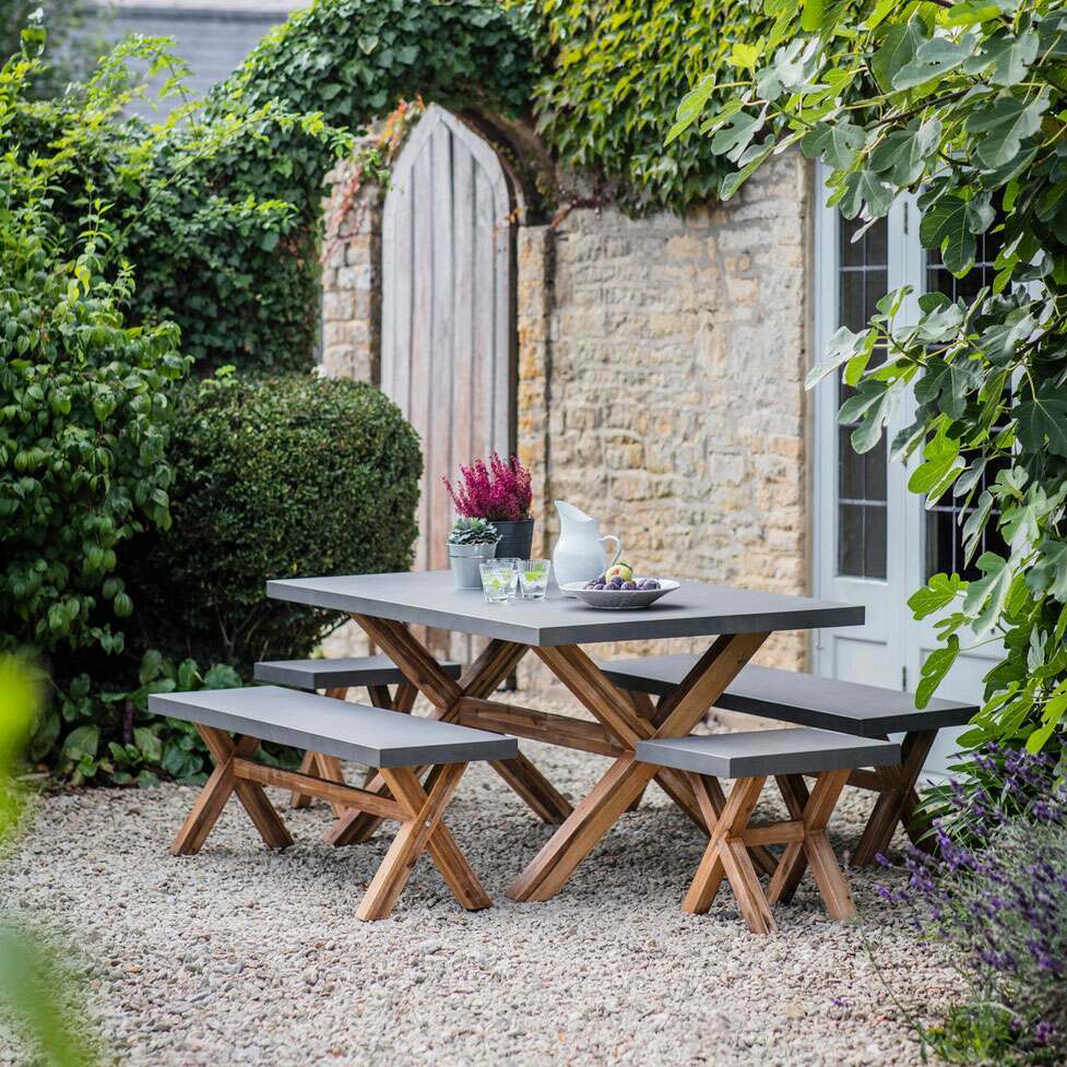 Graham And Green Small Burford Garden Table And Bench Set