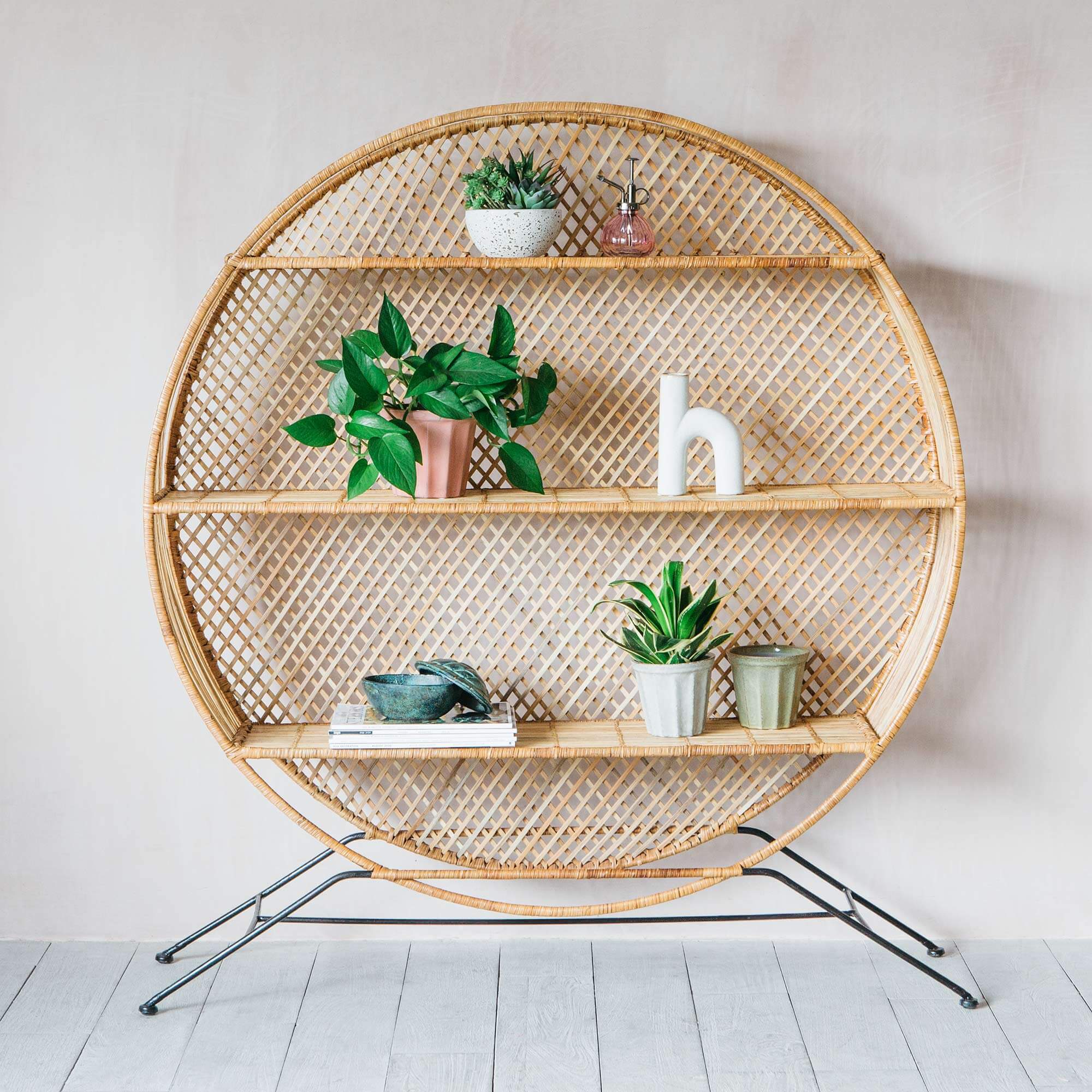 Graham And Green Large Wren Round Wicker Shelving Unit
