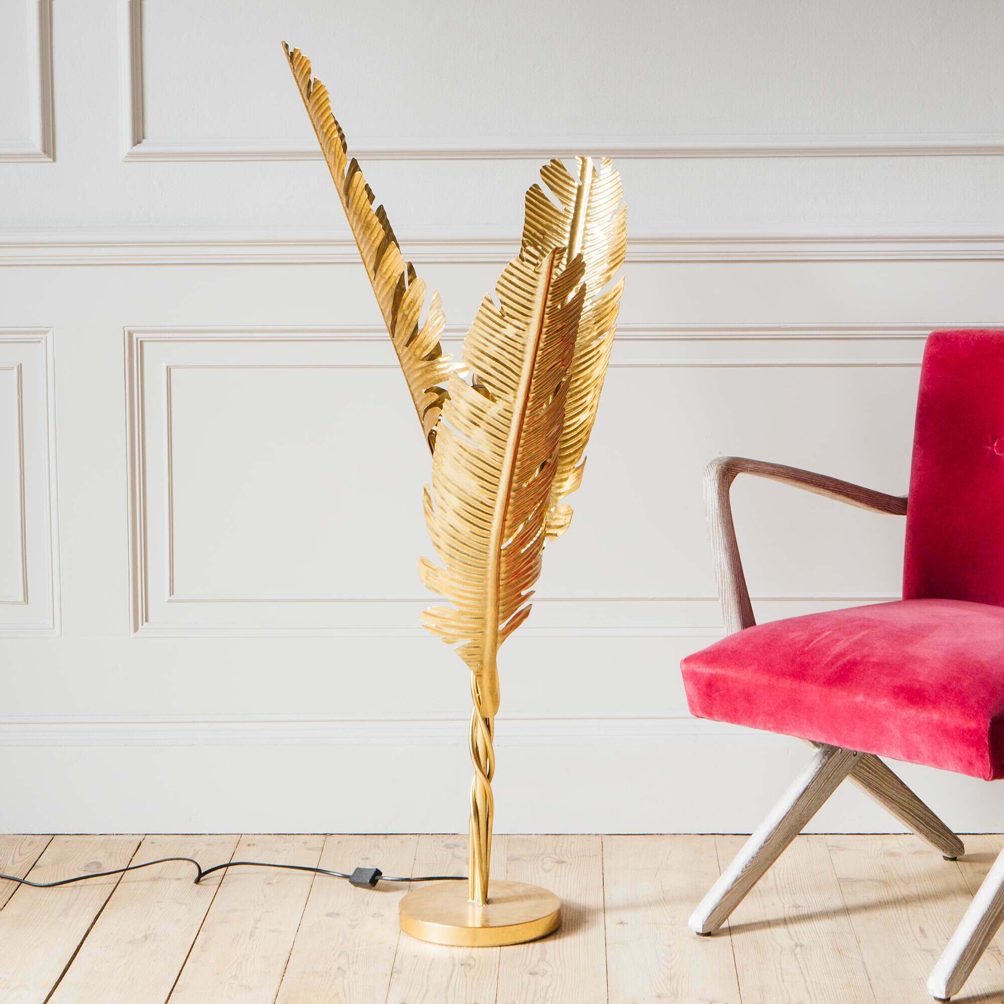 Photo of Graham and green small gold feather floor lamp