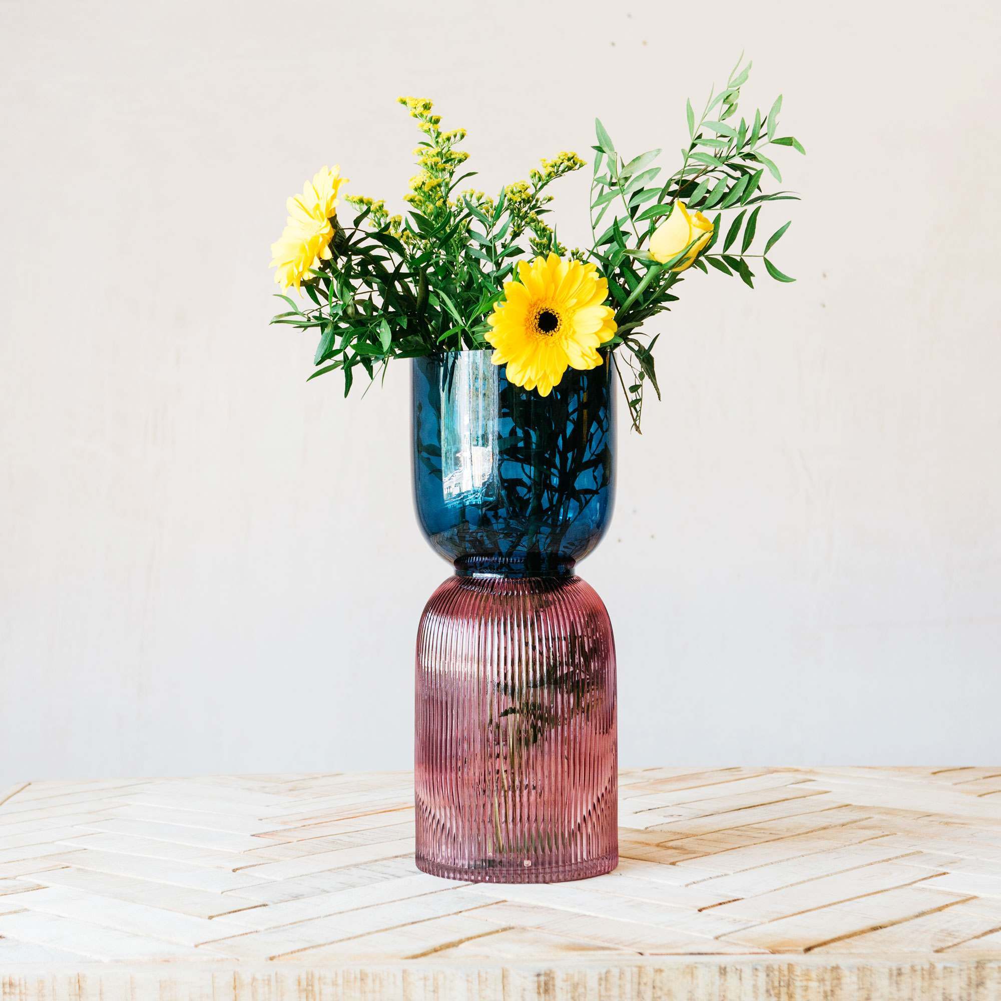 An image of Blue and Purple Glass Vase