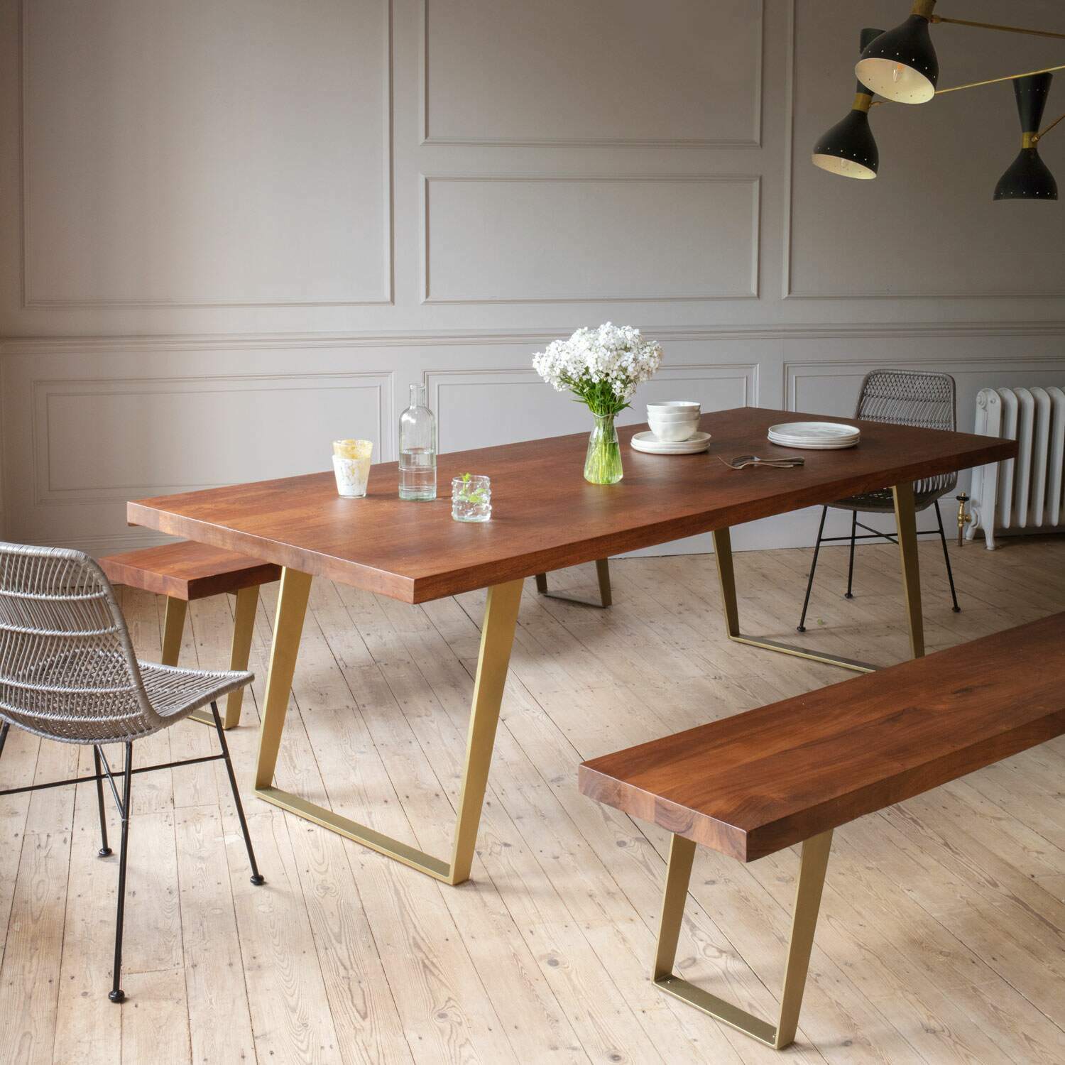 Photo of Graham and green max brass eight seater dining table