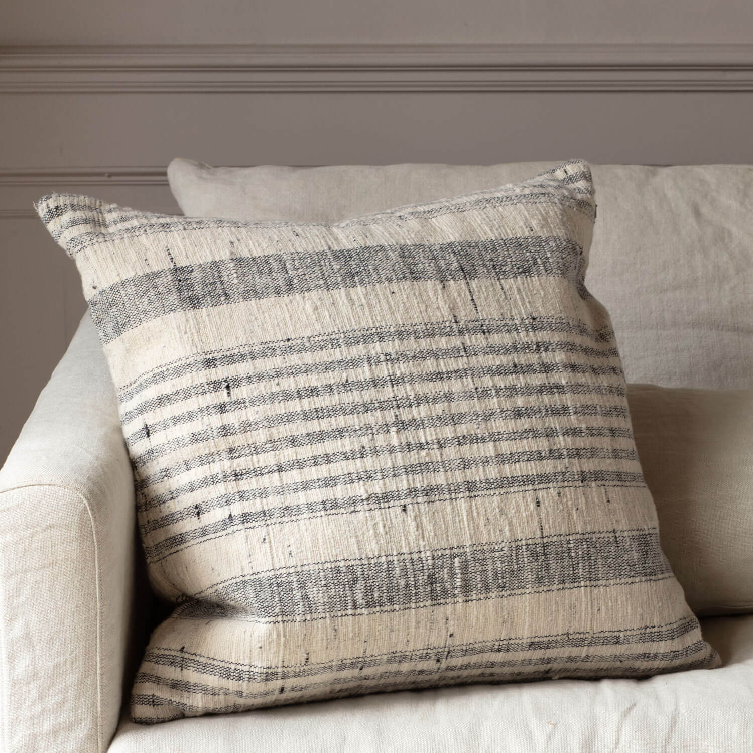 Read more about Graham and green large black stripe hand-loomed cushion