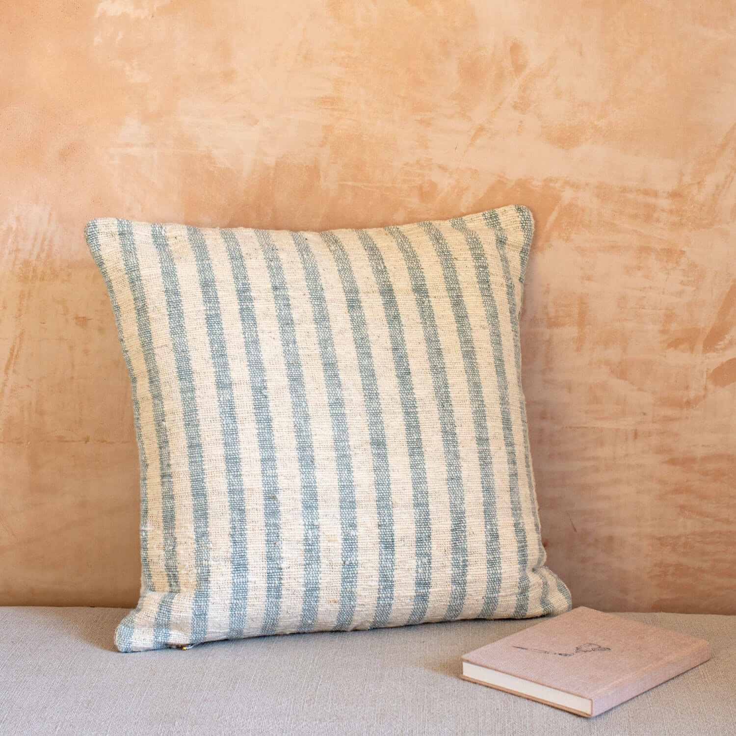 Read more about Graham and green blue stripe hand-loomed cushion