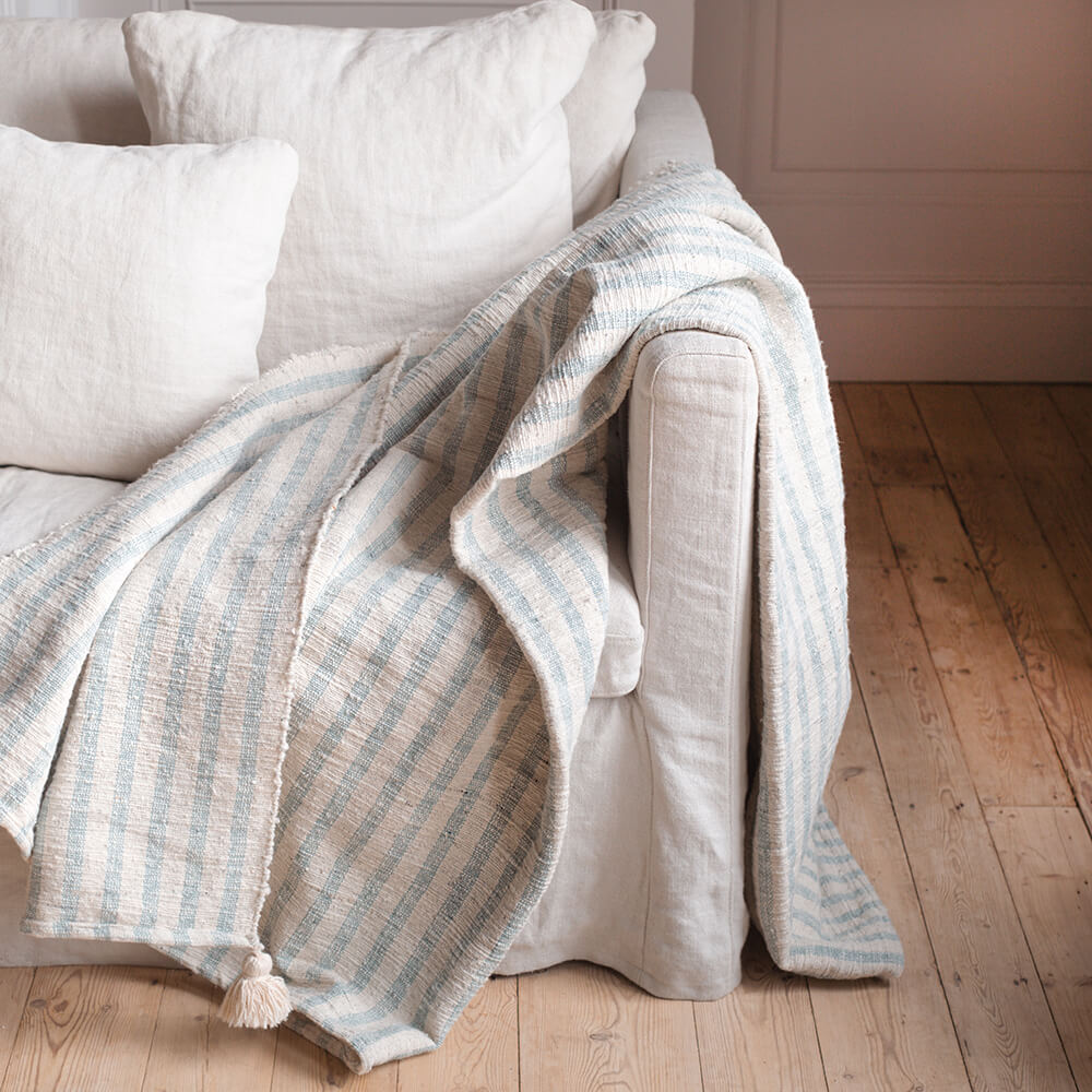 Read more about Graham and green blue stripe loomed throw