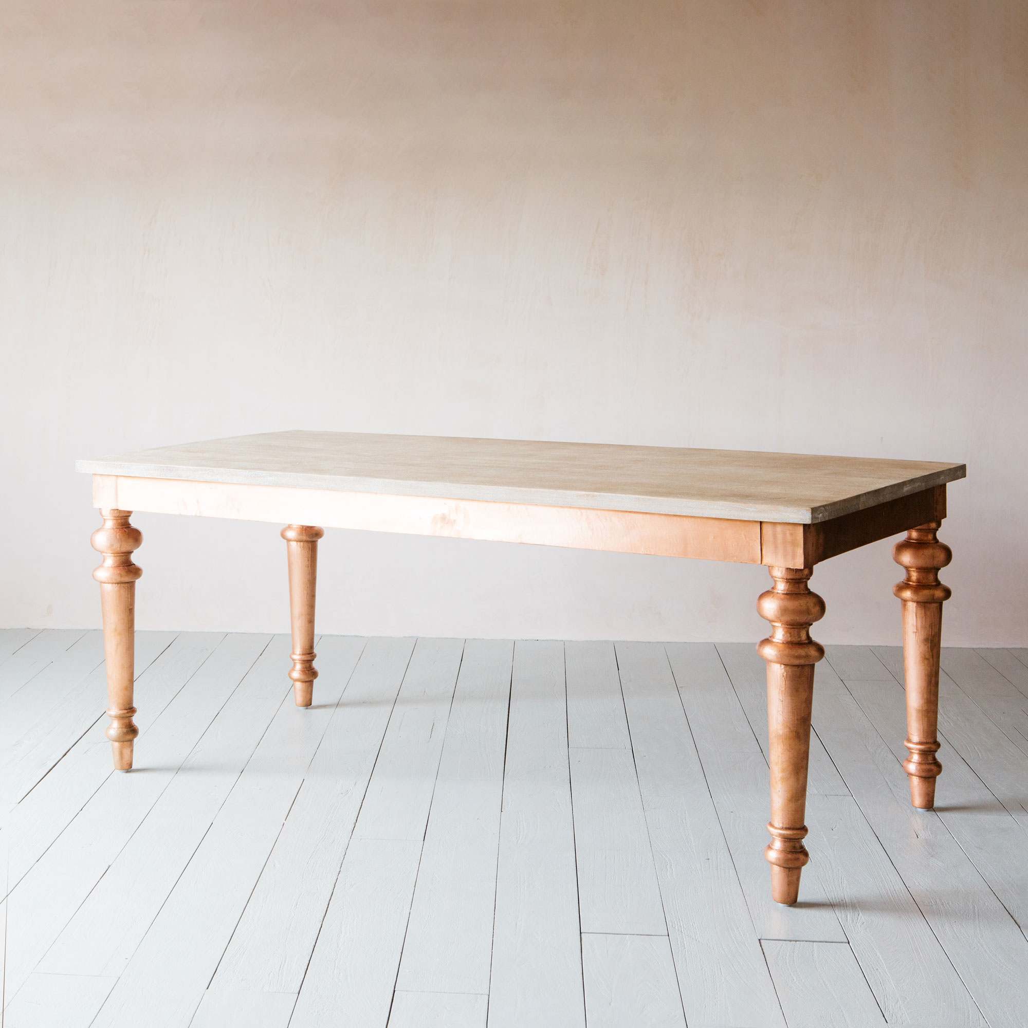 Photo of Graham and green six seater dining table with copper legs