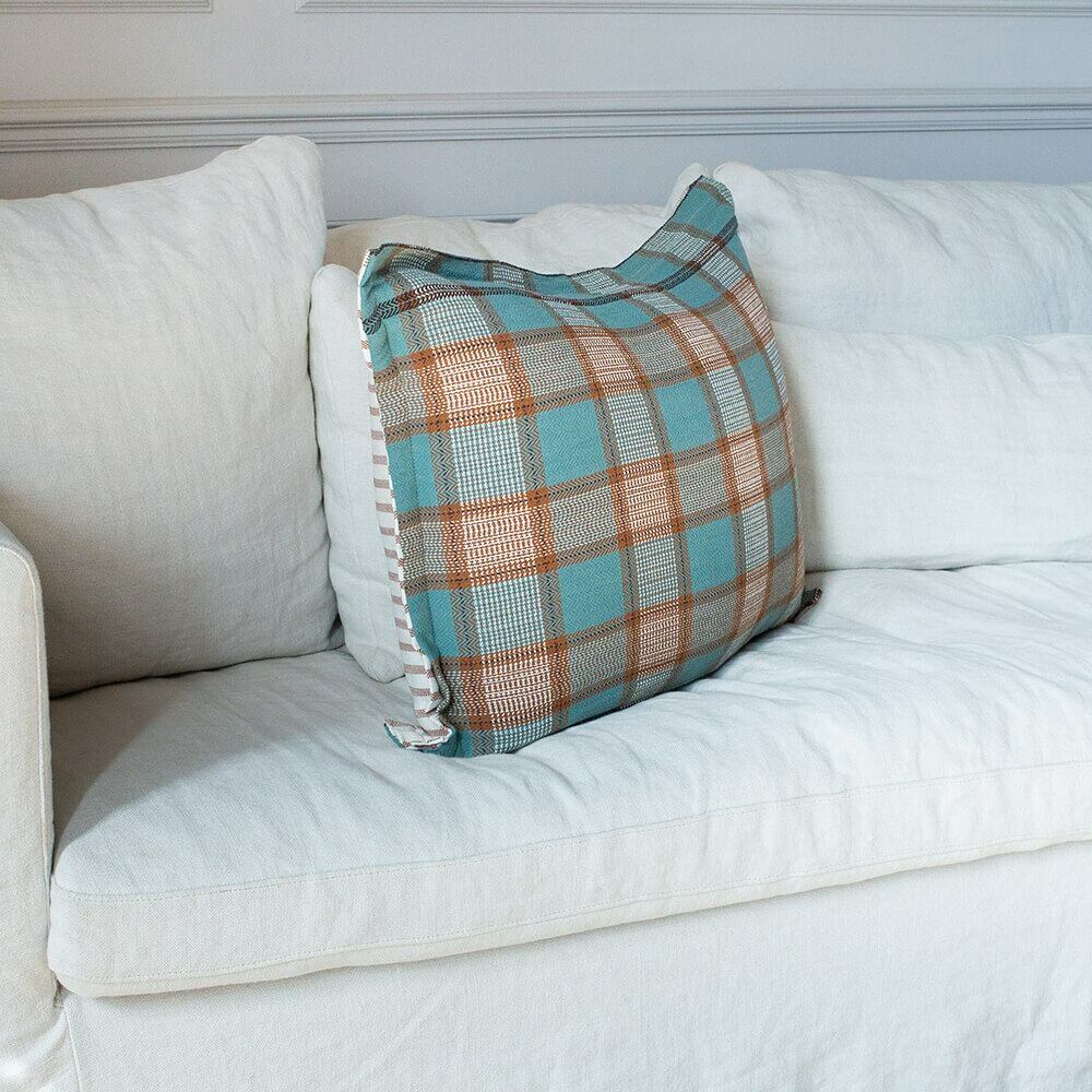 Read more about Graham and green blue & terracotta cushion