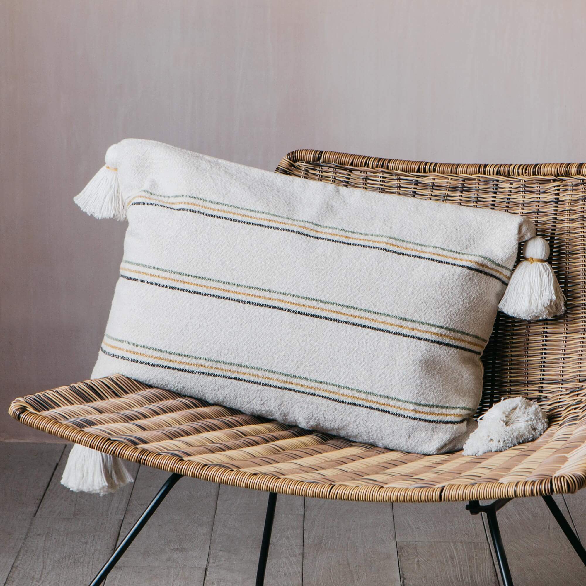 Read more about Graham and green cream pinstripe cushion