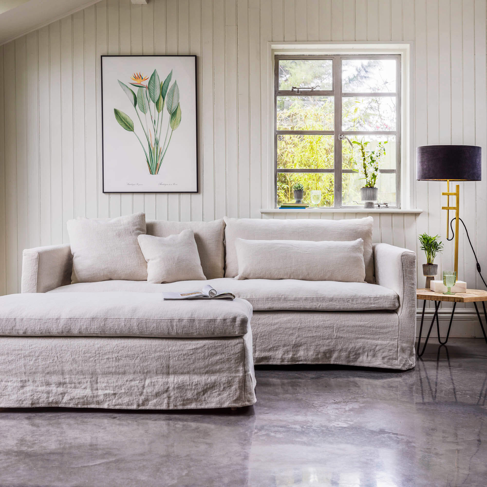 Read more about Graham and green clementine natural belgian linen three seater sofa