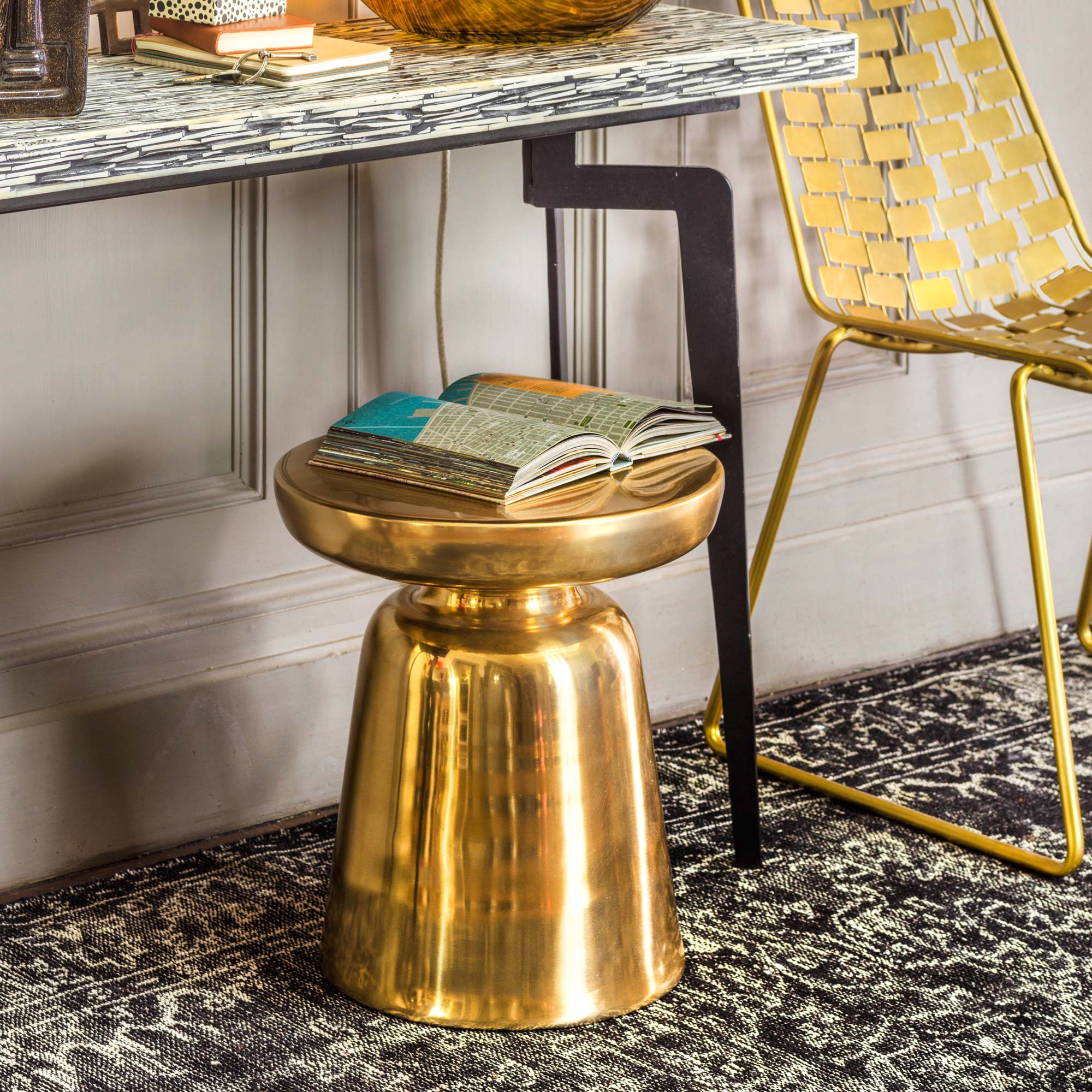 Graham And Green Rengo Gold Side Table