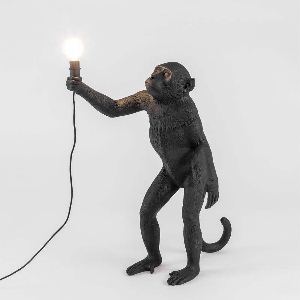 An image of Outdoor Black Standing Monkey Lamp