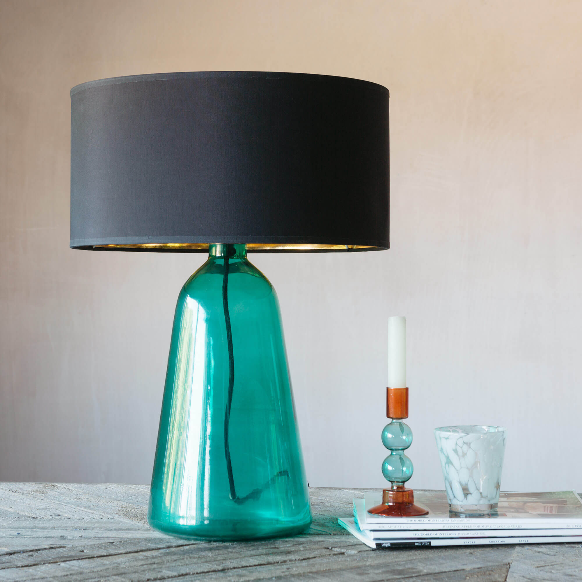 Photo of Graham and green gianni turquoise table lamp