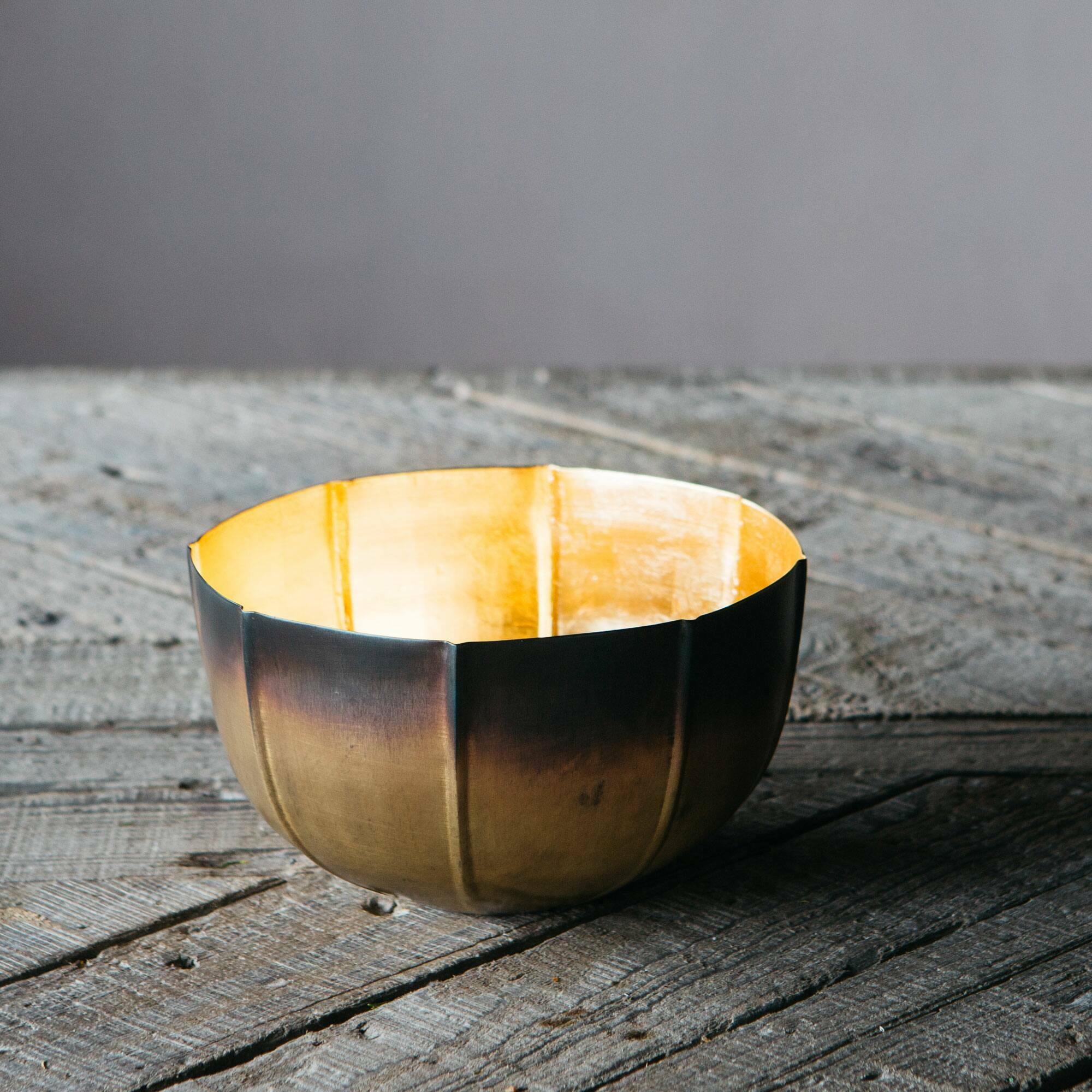 Photo of Graham and green petal brass and gold tea light holder