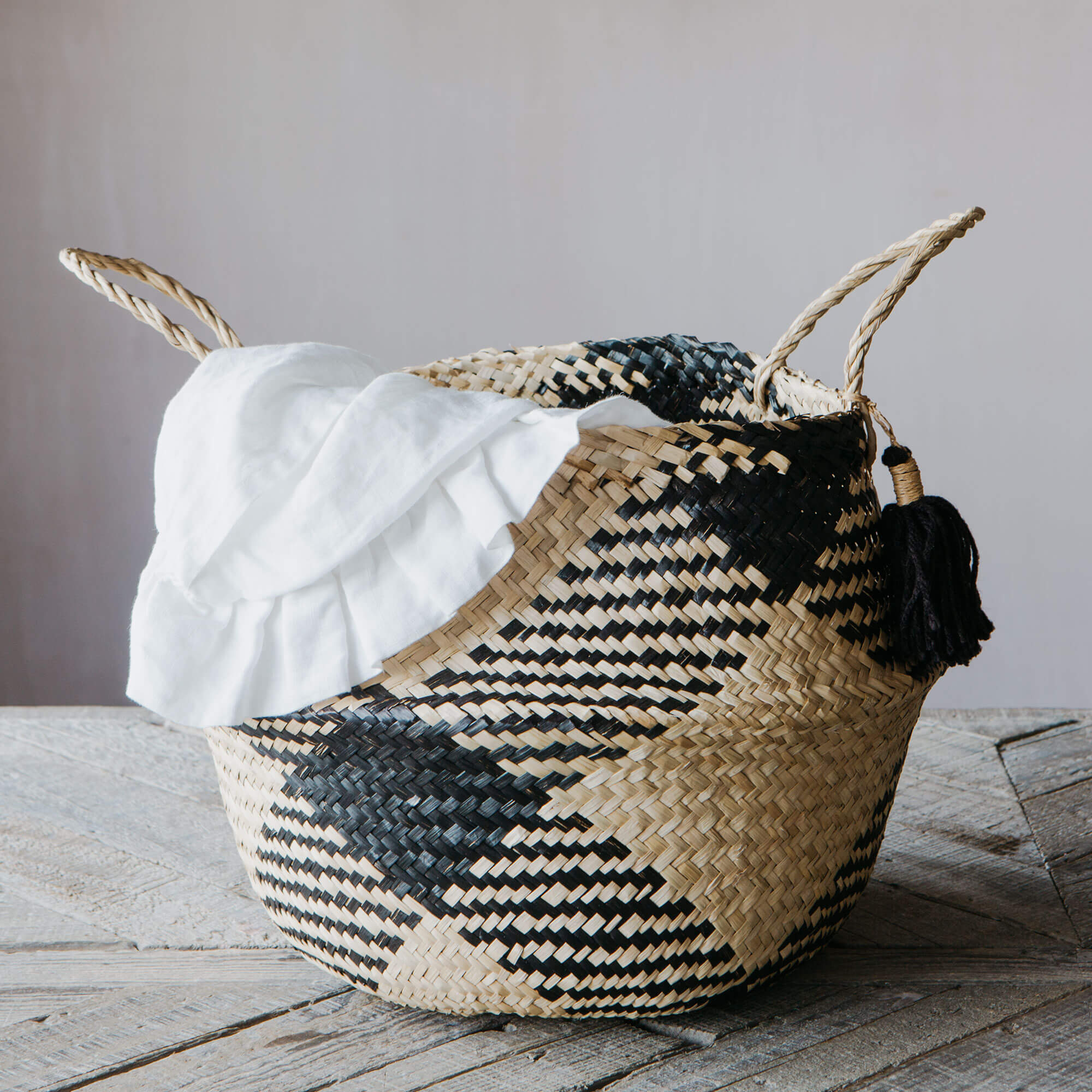 Read more about Graham and green black check tassel basket
