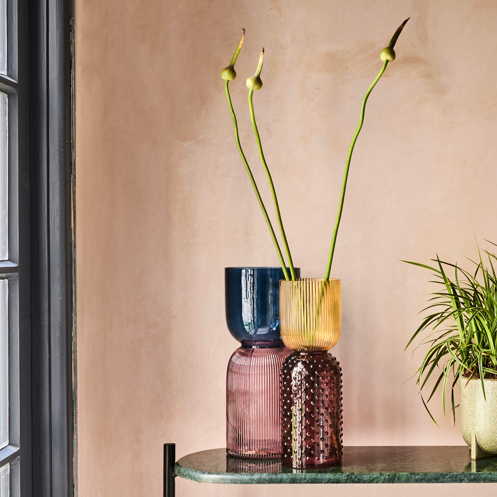 Read more about Graham and green yellow and mauve glass vase