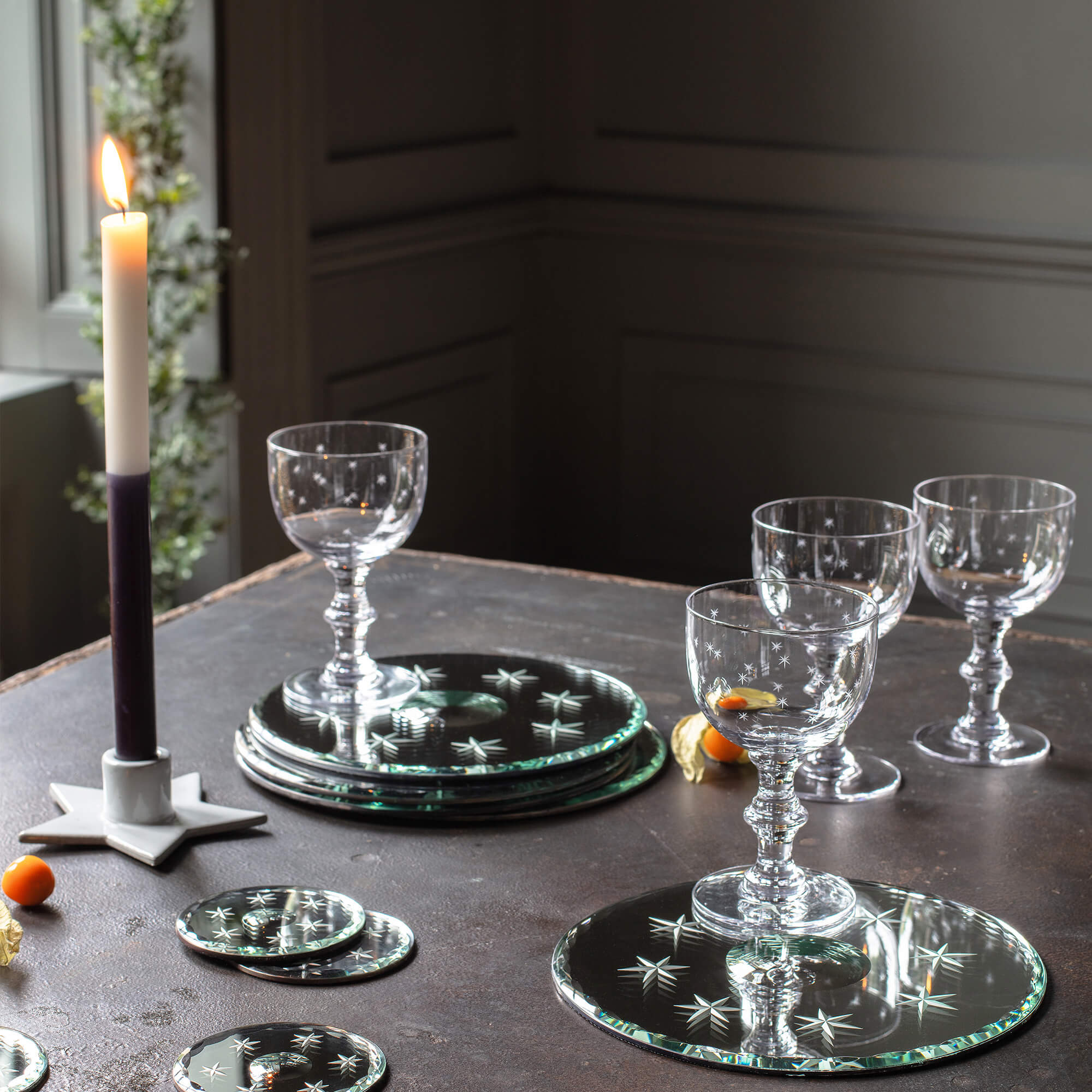 Read more about Graham and green set of four stars crystal wine goblets