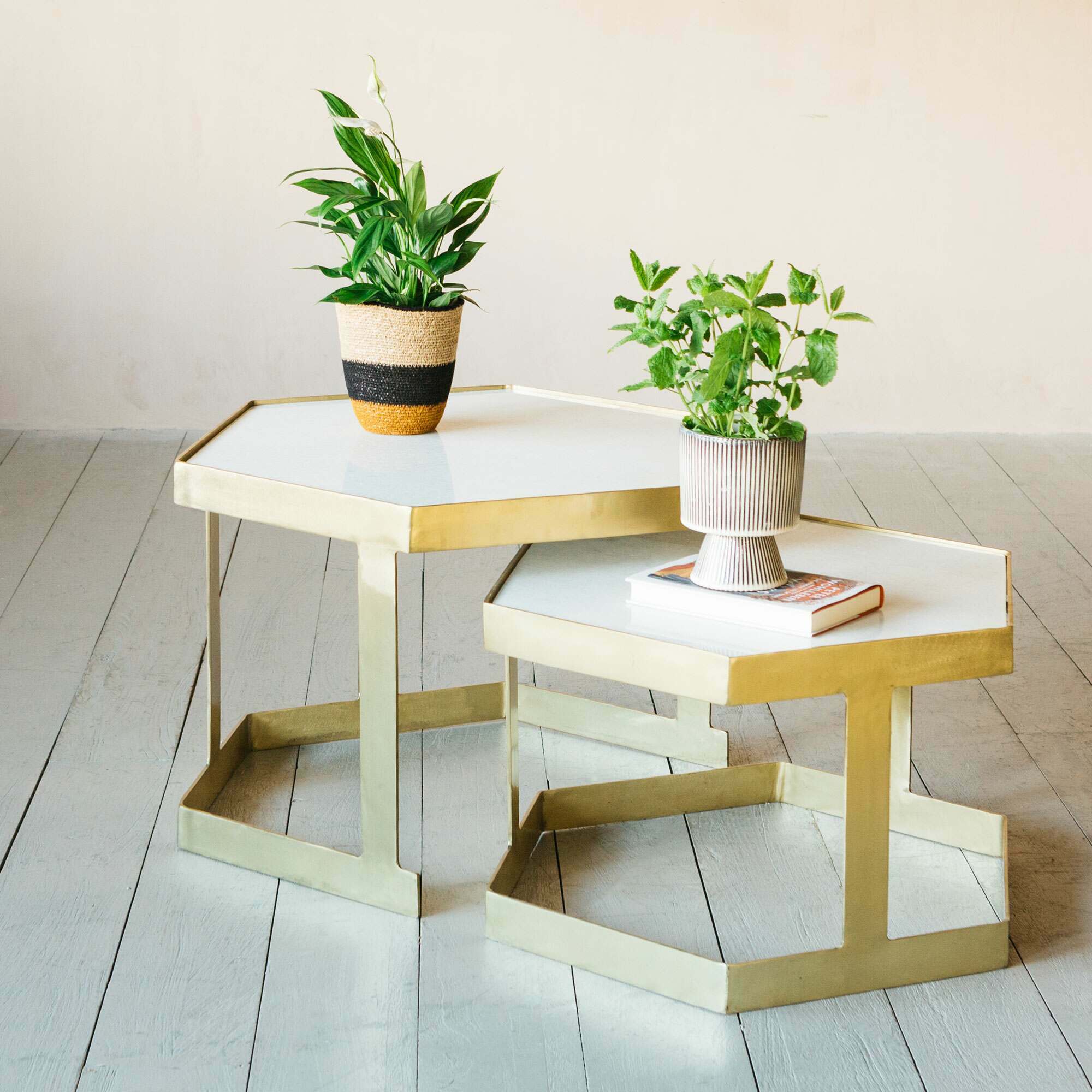 Photo of Graham and green set of two hexagonal marble coffee tables