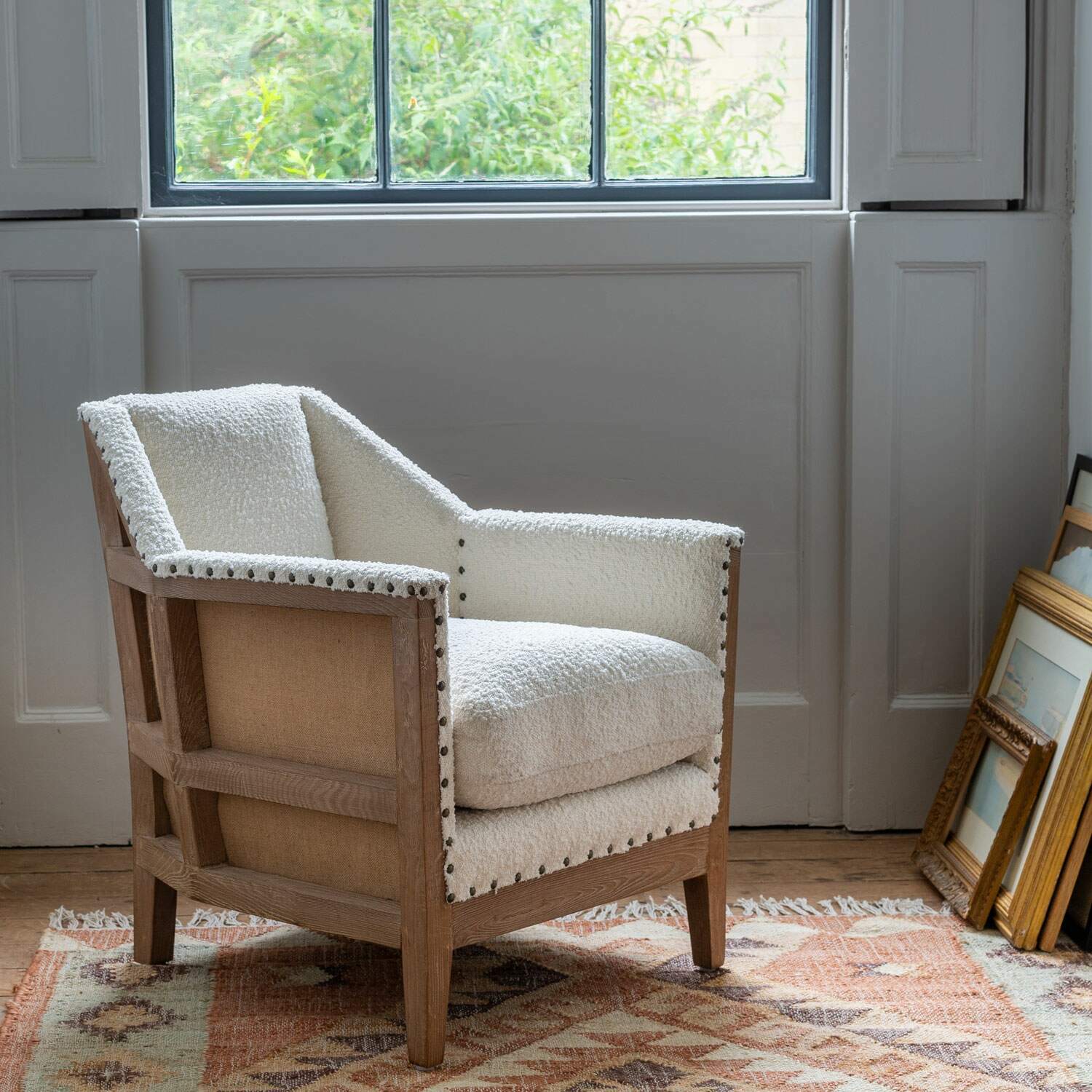 Read more about Graham and green hoxton chalk bouclé armchair