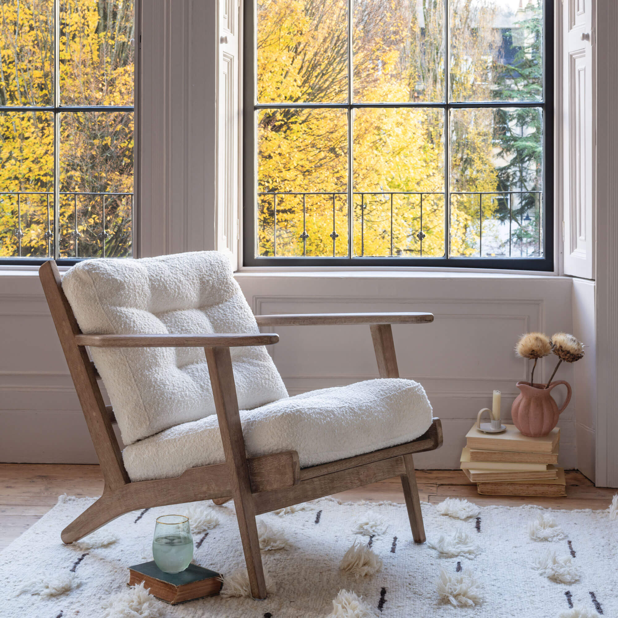 Read more about Graham and green dylan chalk bouclé armchair