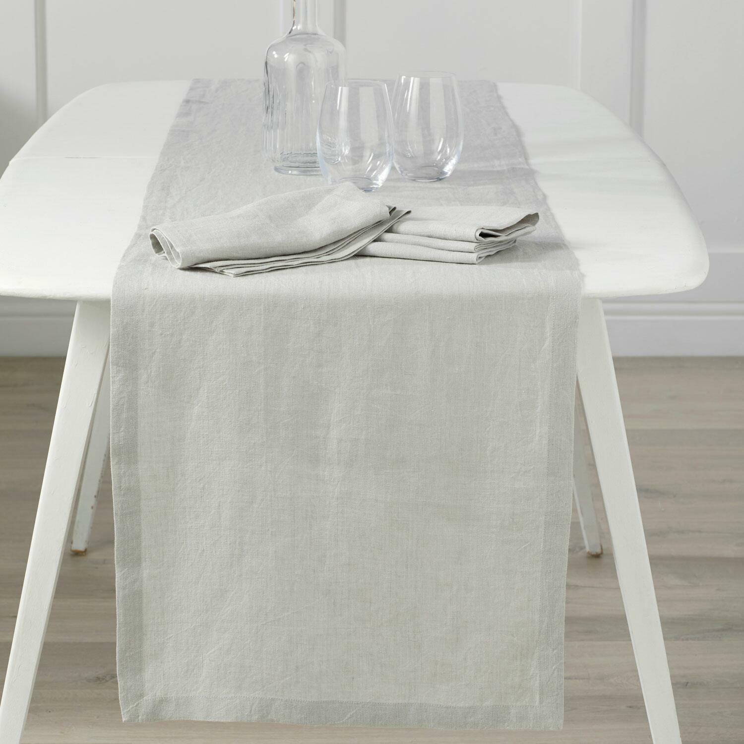 Photo of Graham and green pale grey linen table runner